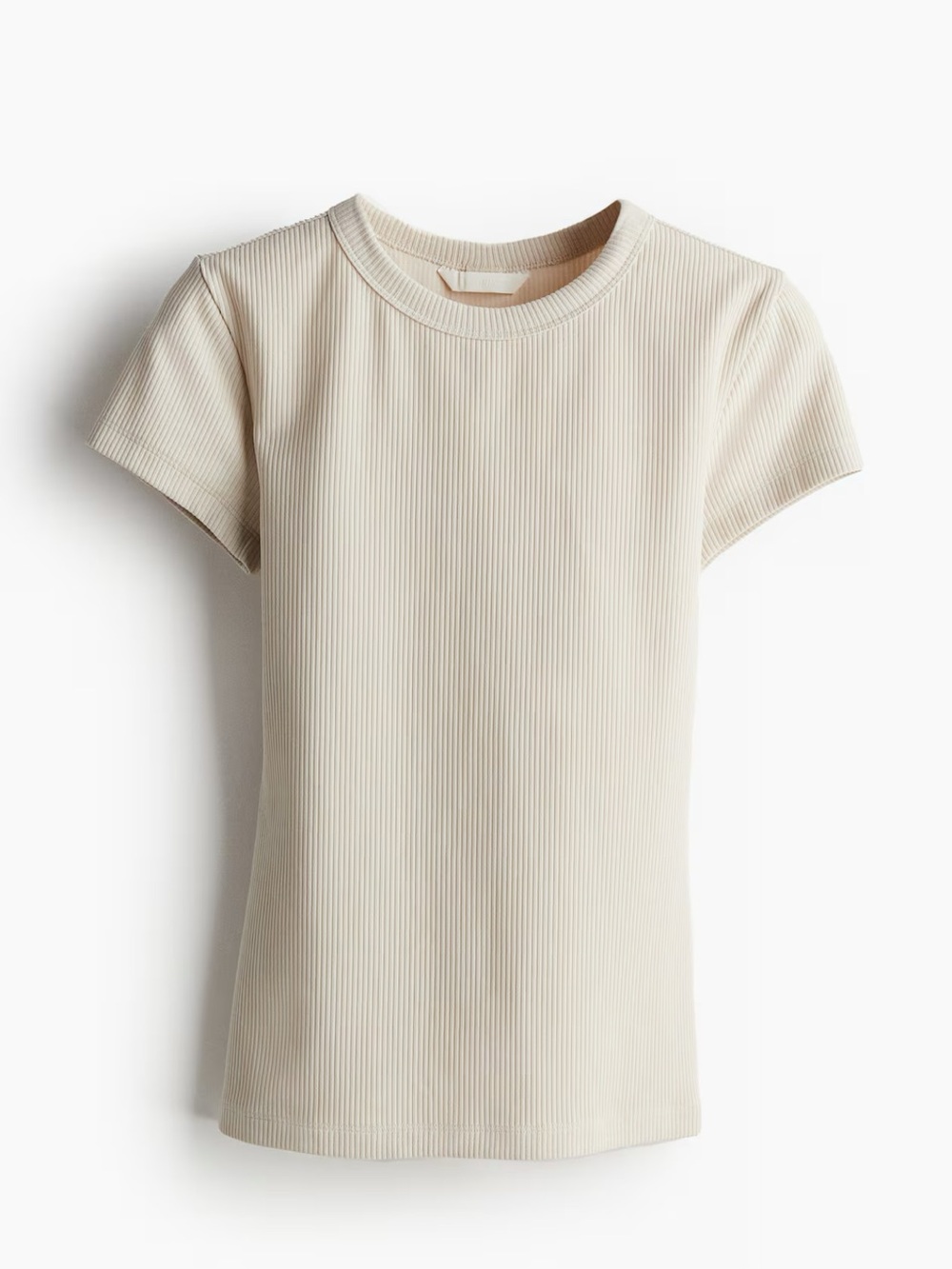 H&M Ribbed Crewneck Short Sleeve Tee — Cream beige medium nwt